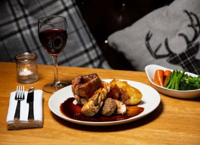 Roasted Meal and wine
