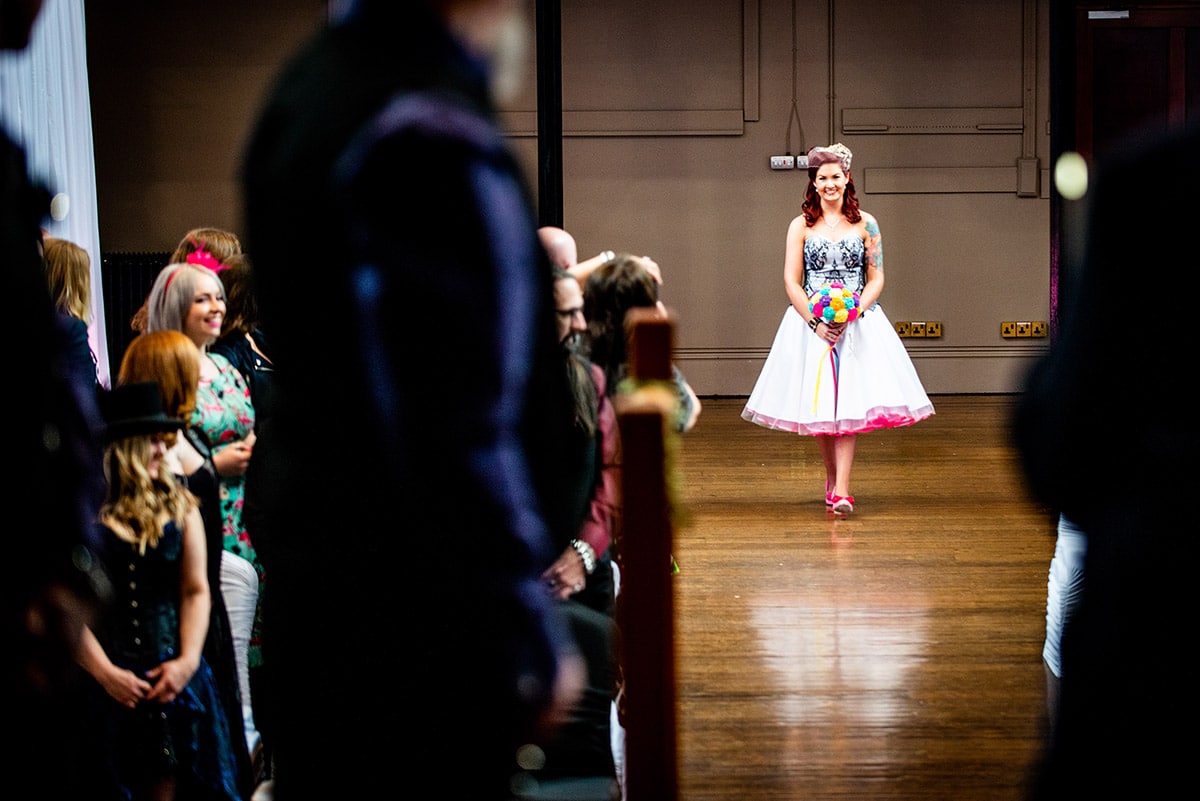 Woman walking down the aisle