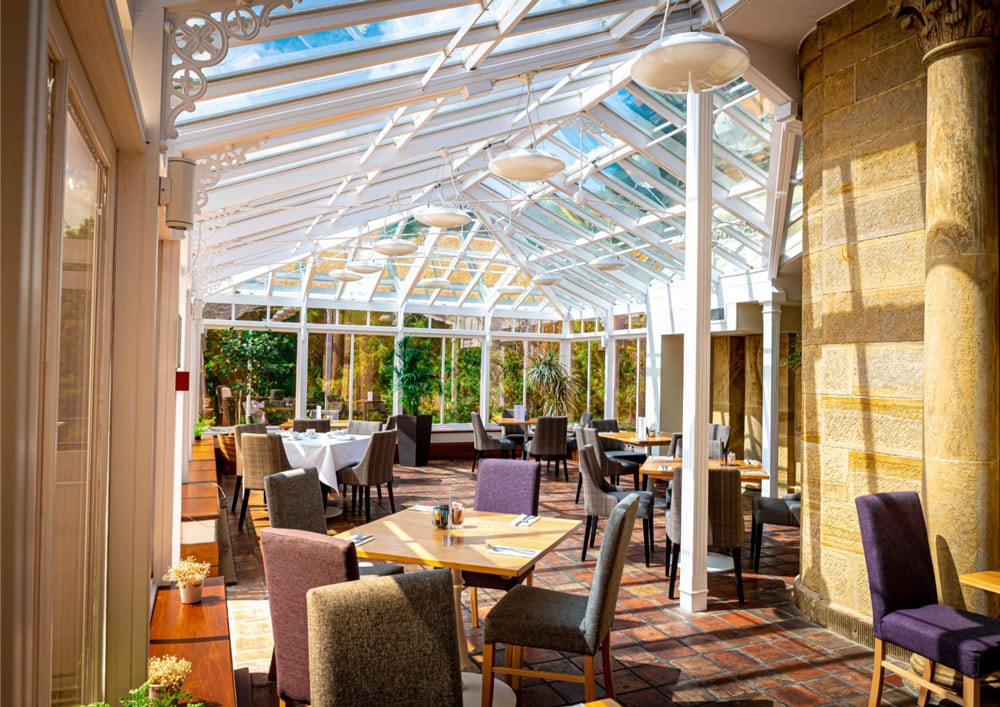 Restaurant Area with glass windows