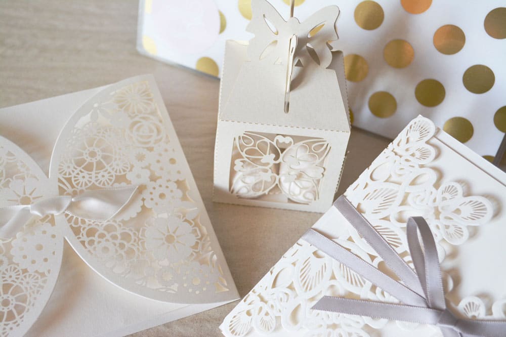 White themed wedding gift boxes