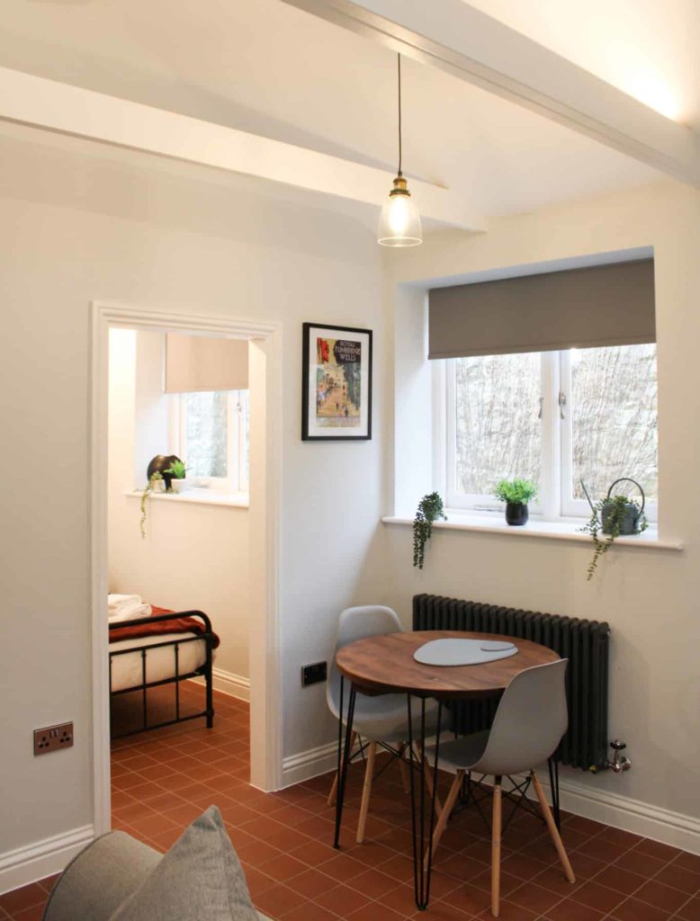 cosy dining area in the new Garden Cottages at Salomons Estate