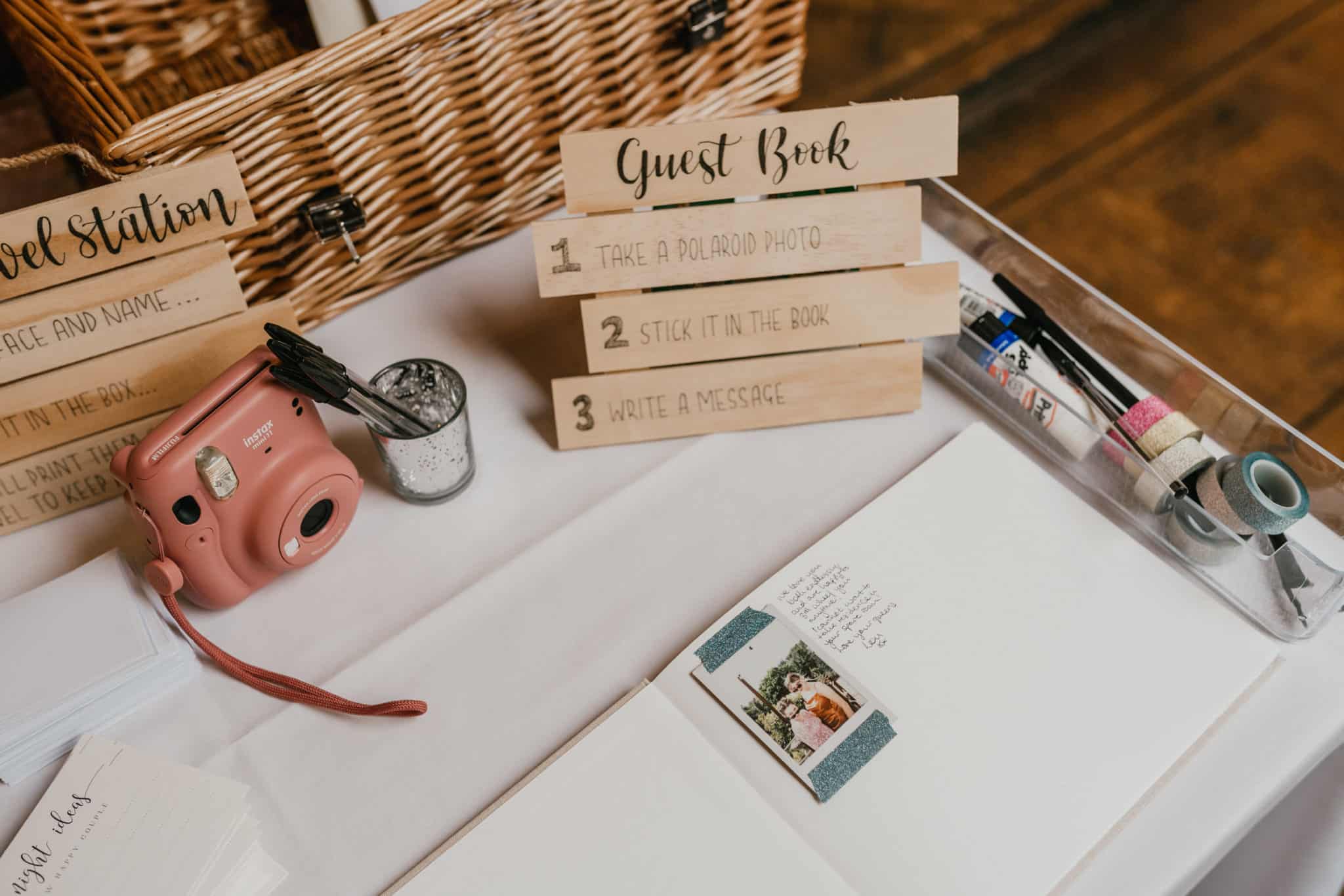 Guest Book with instructions and a polaroid camera