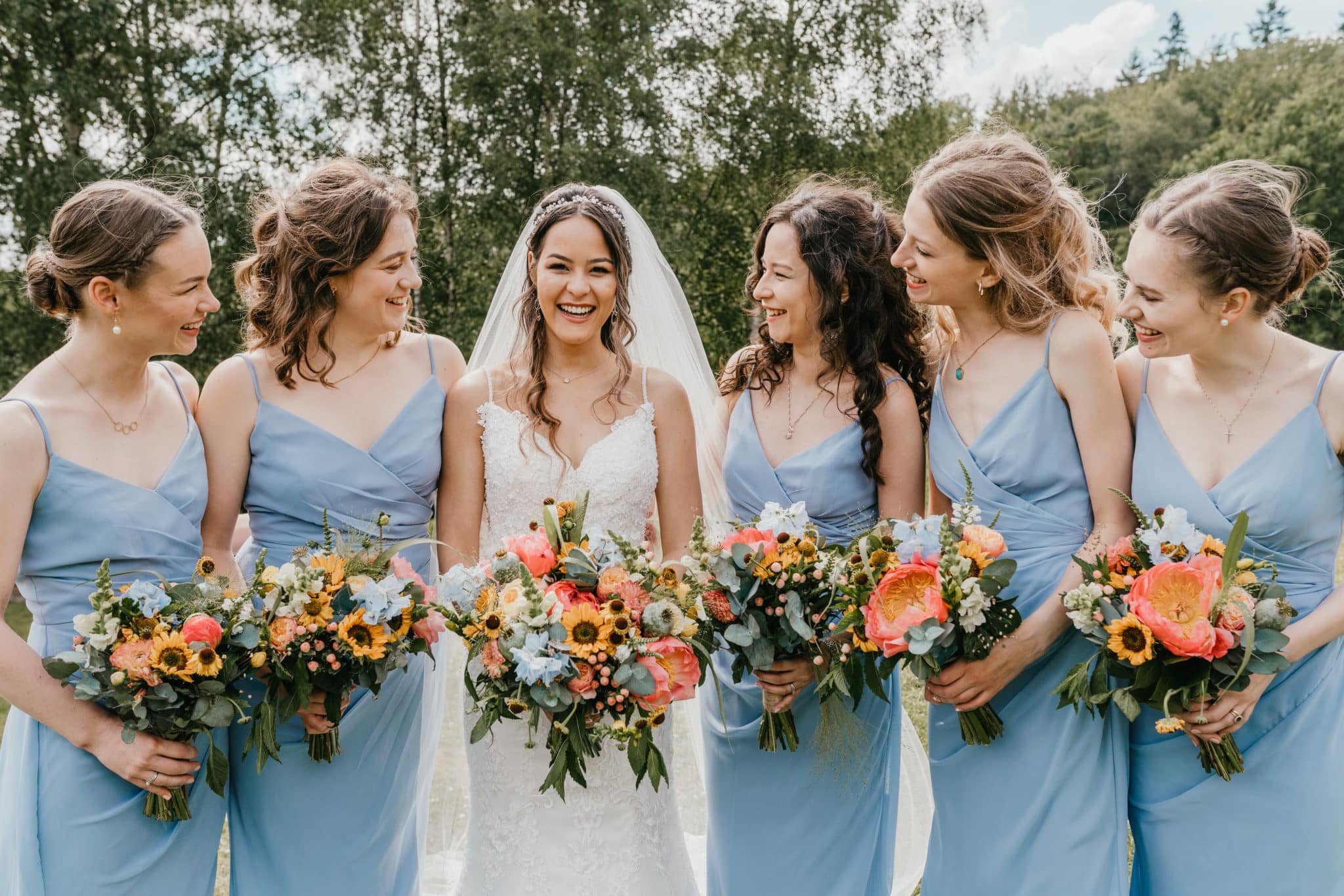 Bride (Lydia) with her bridesmaids