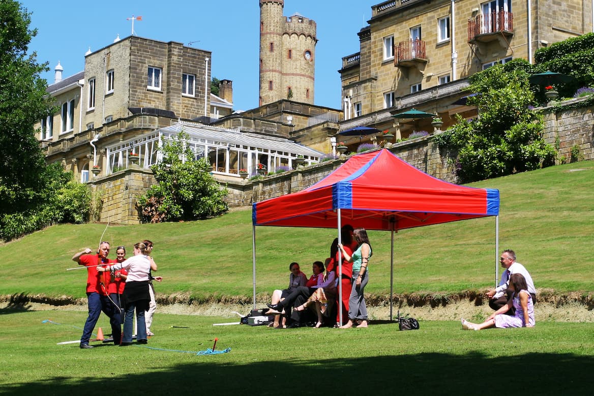 People doing archery