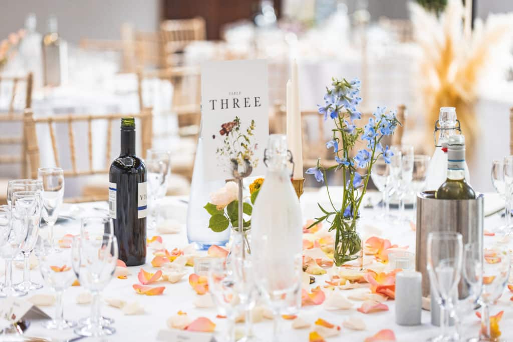 Wedding table with bottles